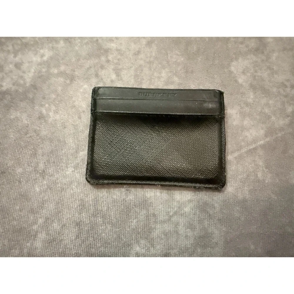 Burberry Black Saffiano Leather Slim Cardholder Wallet Made in Italy Vintage